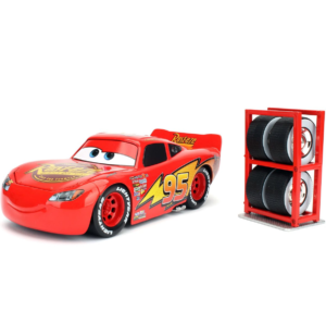Disney Pixar Rayo McQueen Cars 3 Escala 1:24 Vehiculo de Metal con Rack de Llantas